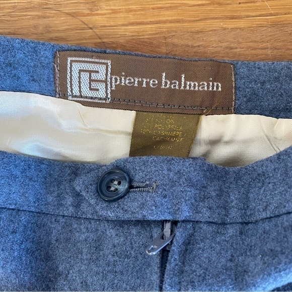 Vintage Pierre Balmain Cashmere Blend Midi A-Line Gray Skirt Size Small - Picture 5 of 9